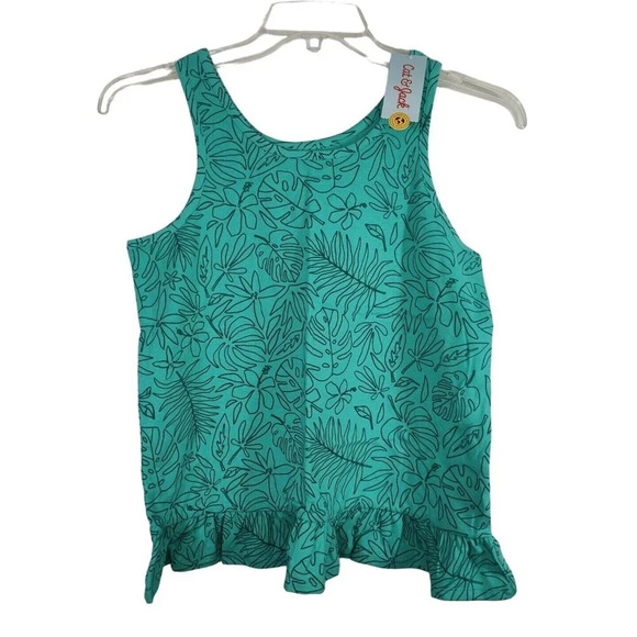 Lot of 2 Cat and Jack Peach Green Peplum Tank Top Girls XXL 18 PLUS Summer NEW - Picture 8 of 10